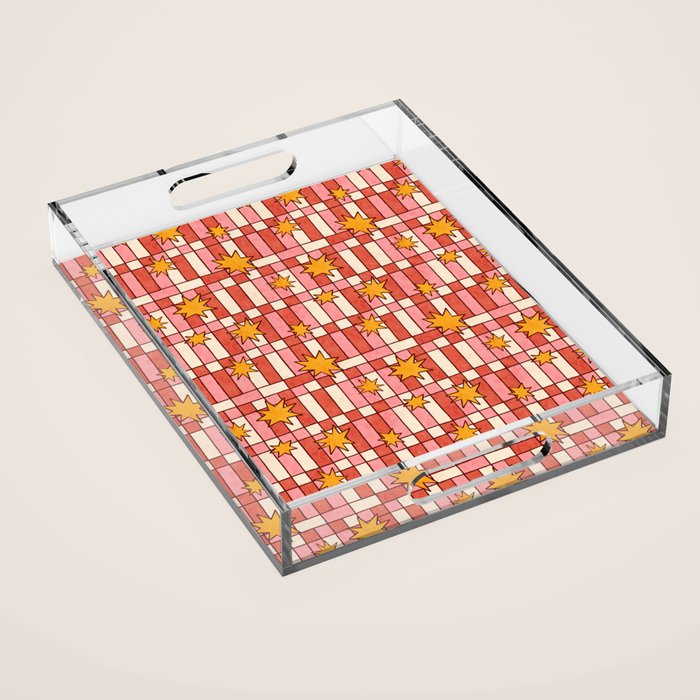 Retro Starry Plaid Acrylic Tray Gallery Image 1
