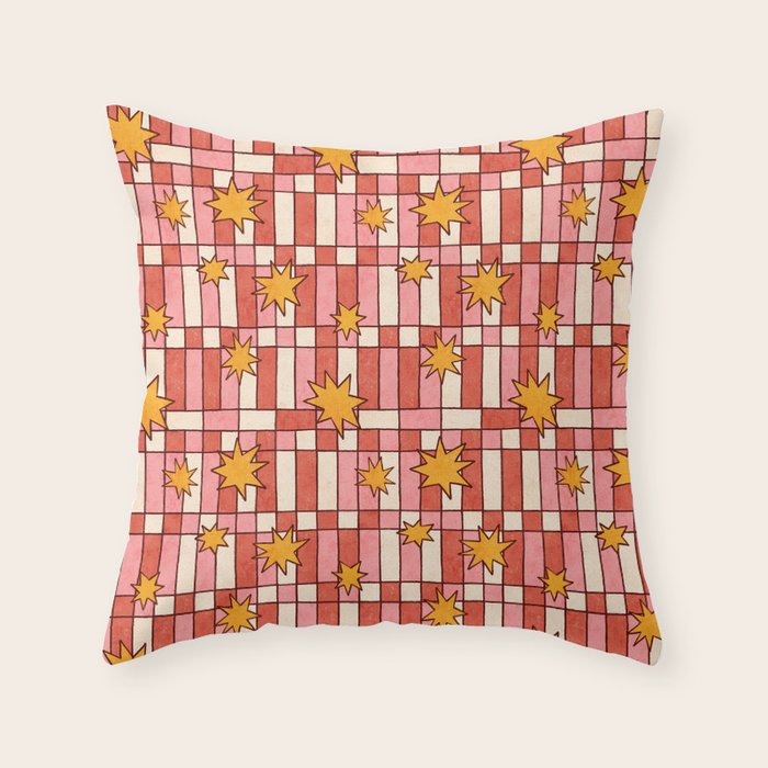 Retro Starry Plaid Throw Pillow Gallery Image 6