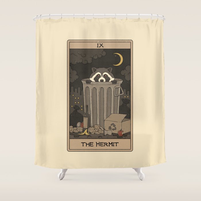 The Hermit - Raccoons Tarot Shower Curtain Gallery Image 1