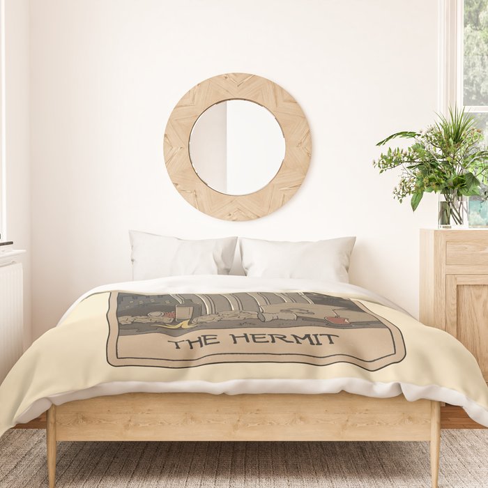The Hermit - Raccoons Tarot Duvet Cover Gallery Image 3