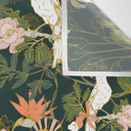 Drawing of exotic birds in the dark jungle Wall Tapestry Gallery Image 3