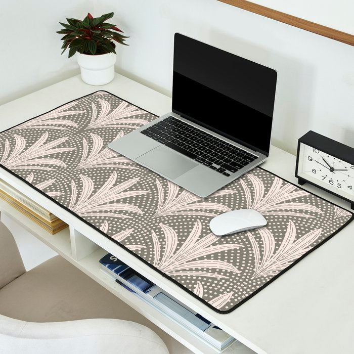 Boho Rustic Palm Radiance Muted Grey Desk Mat Gallery Image 2