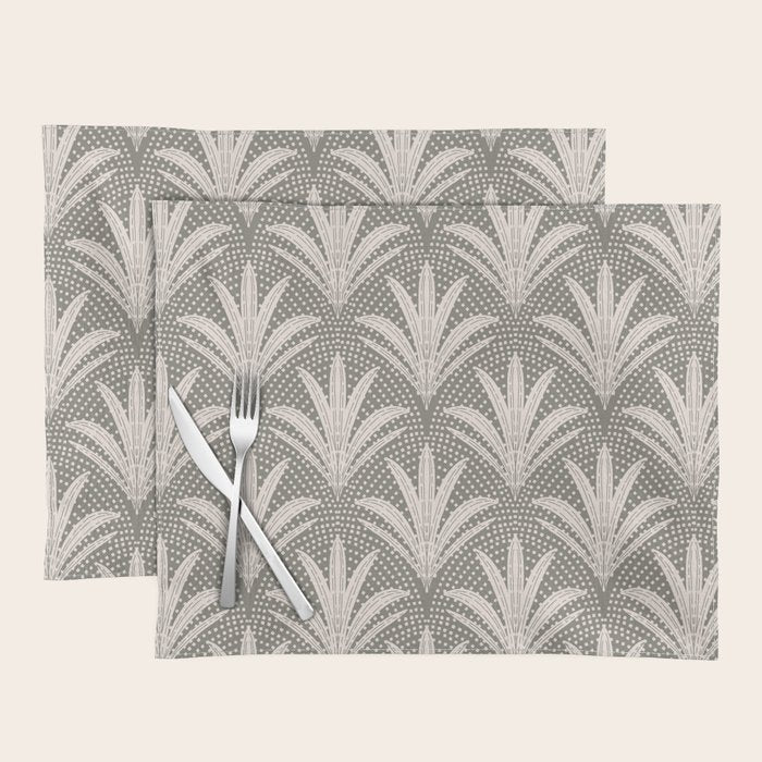 Boho Rustic Palm Radiance Muted Grey Placemat Gallery Image 1