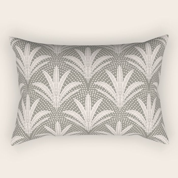 Boho Rustic Palm Radiance Muted Grey Rectangular Pillow Gallery Image 2
