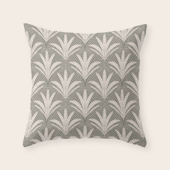 Boho Rustic Palm Radiance Muted Grey Throw Pillow Gallery Image 6