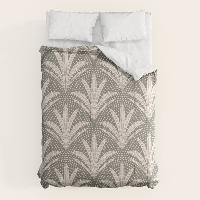 Boho Rustic Palm Radiance Muted Grey Comforter Gallery Image 1
