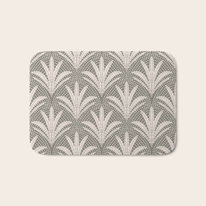 Boho Rustic Palm Radiance Muted Grey Bath Mat Gallery Image 1