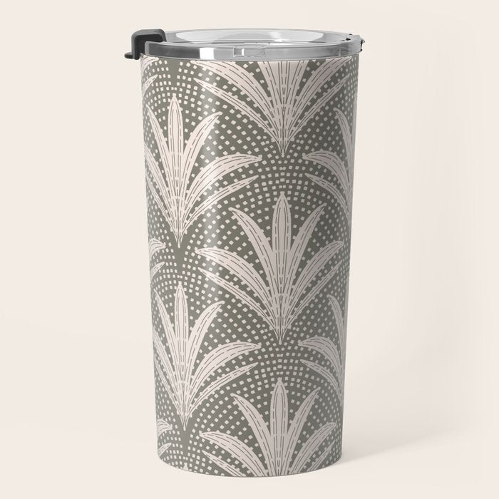 Boho Rustic Palm Radiance Muted Grey Travel Mug Gallery Image 3