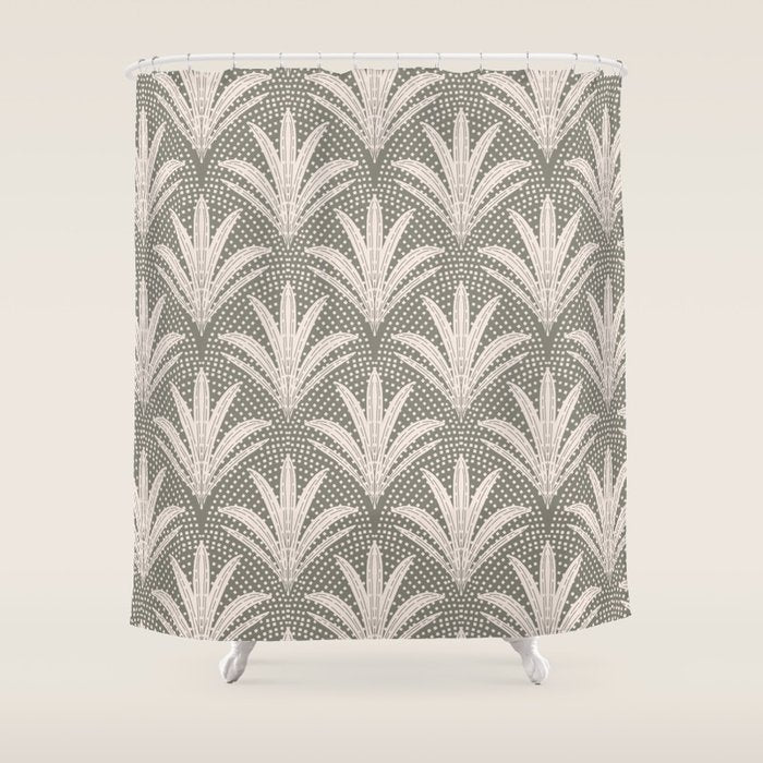 Boho Rustic Palm Radiance Muted Grey Shower Curtain Gallery Image 1