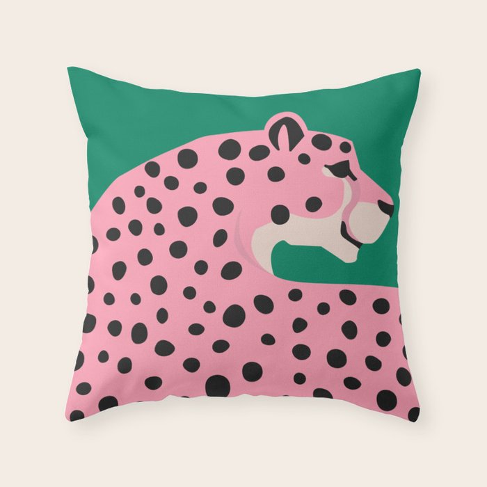 The Stare 3: Pink Cheetah Edition Throw Pillow Gallery Image 6