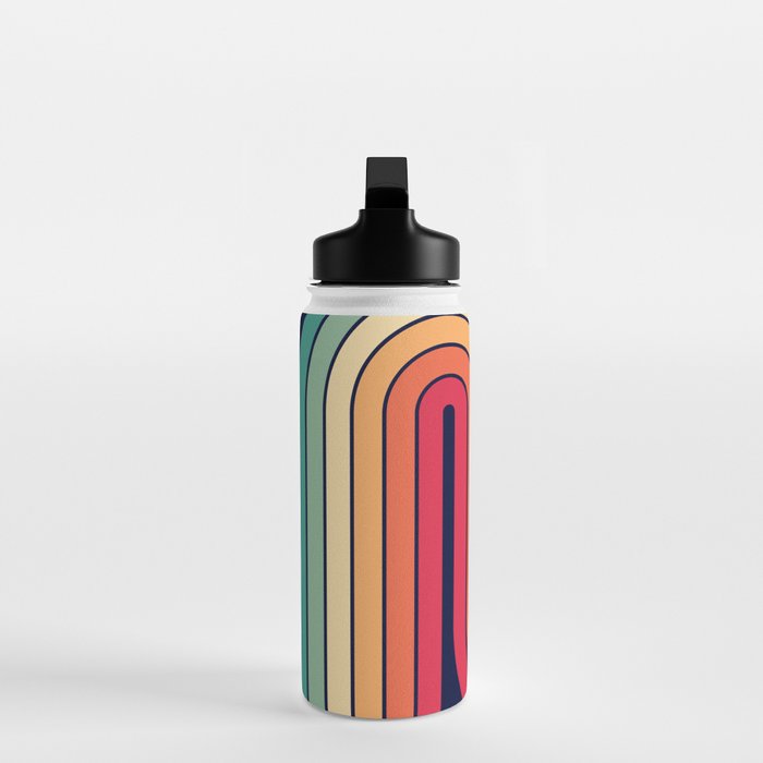 Retro 70s Stripe Colorful Rainbow 514 Water Bottle Gallery Image 3