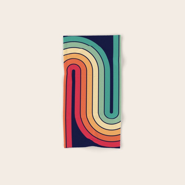 Retro 70s Stripe Colorful Rainbow 514 Bath Towel Gallery Image 1