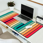 Retro 70s Stripe Colorful Rainbow 514 Desk Mat Gallery Image 2