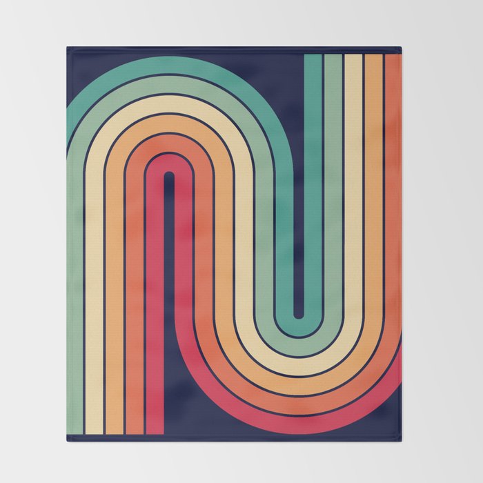 Retro 70s Stripe Colorful Rainbow 514 Throw Blanket Gallery Image 2
