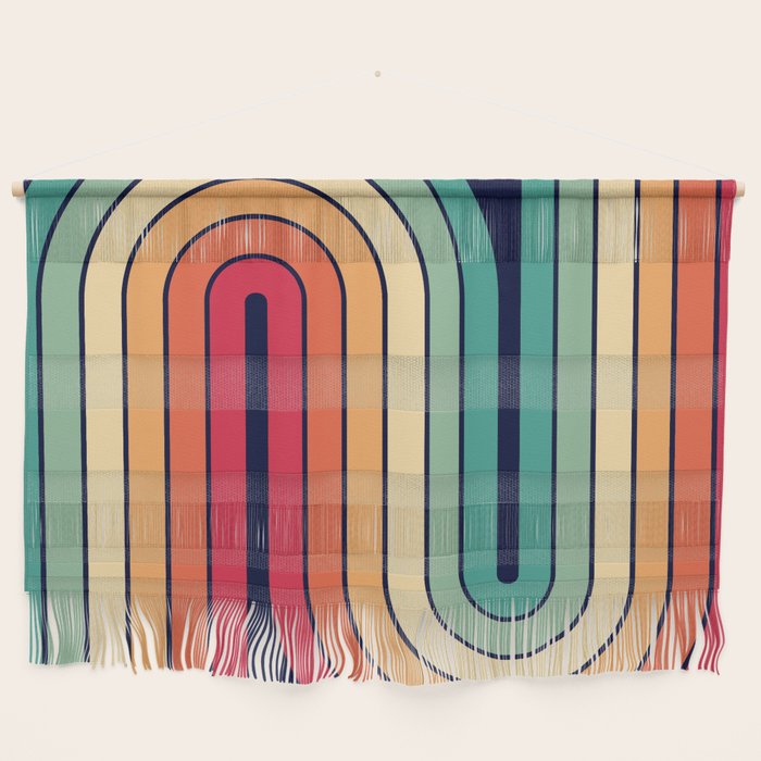 Retro 70s Stripe Colorful Rainbow 514 Wall Hanging Gallery Image 1