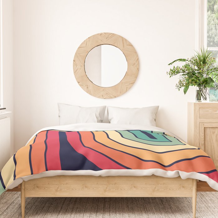 Retro 70s Stripe Colorful Rainbow 514 Duvet Cover Gallery Image 3