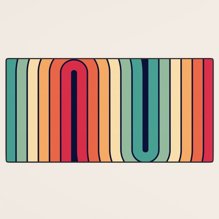 Retro 70s Stripe Colorful Rainbow 514 Desk Mat Gallery Image 3