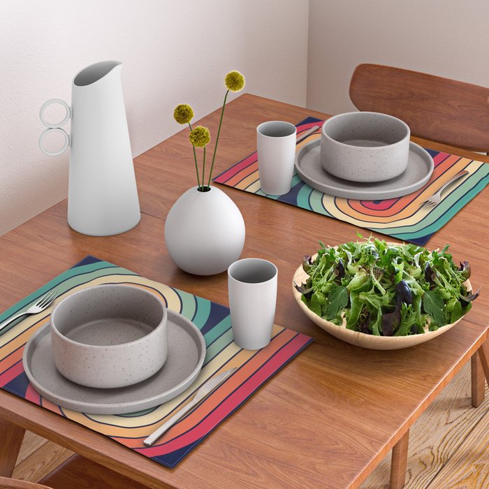 Retro 70s Stripe Colorful Rainbow 514 Placemat Gallery Image 2