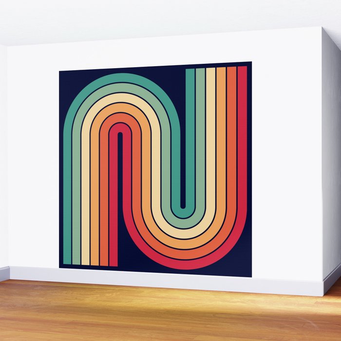 Retro 70s Stripe Colorful Rainbow 514 Wall Mural Gallery Image 2