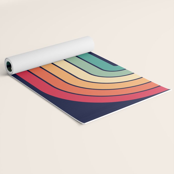 Retro 70s Stripe Colorful Rainbow 514 Yoga Mat Gallery Image 2