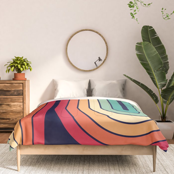 Retro 70s Stripe Colorful Rainbow 514 Comforter Gallery Image 3
