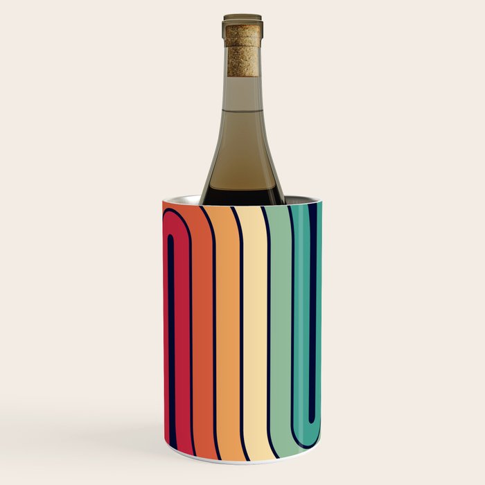Retro 70s Stripe Colorful Rainbow 514 Wine Chiller Gallery Image 1