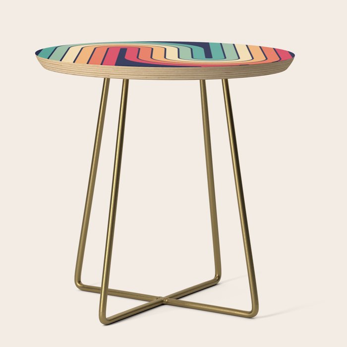Retro 70s Stripe Colorful Rainbow 514 Side Table Gallery Image 1