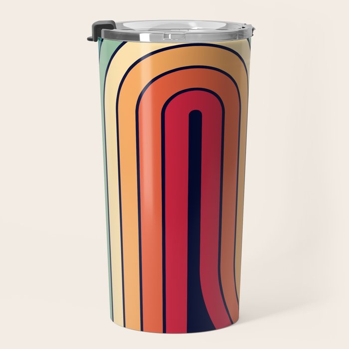 Retro 70s Stripe Colorful Rainbow 514 Travel Mug Gallery Image 3