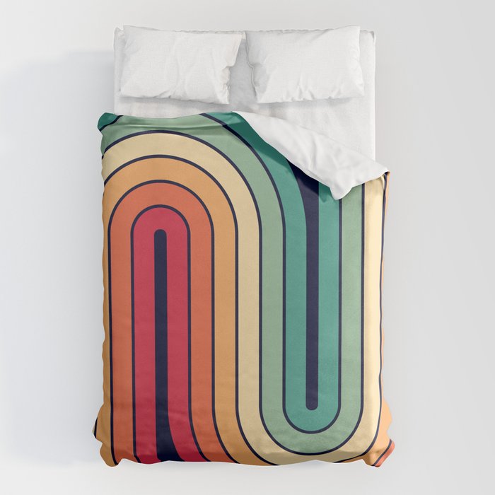 Retro 70s Stripe Colorful Rainbow 514 Duvet Cover Gallery Image 1