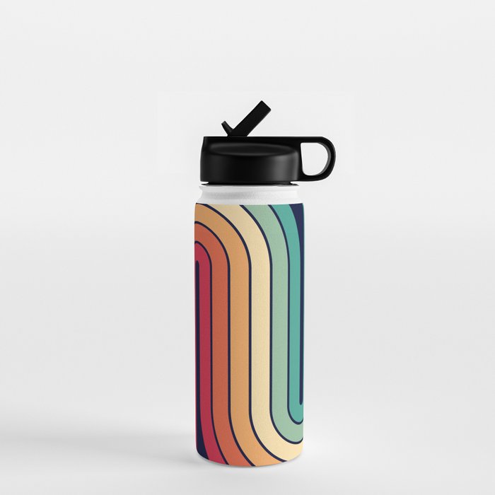 Retro 70s Stripe Colorful Rainbow 514 Water Bottle Gallery Image 1