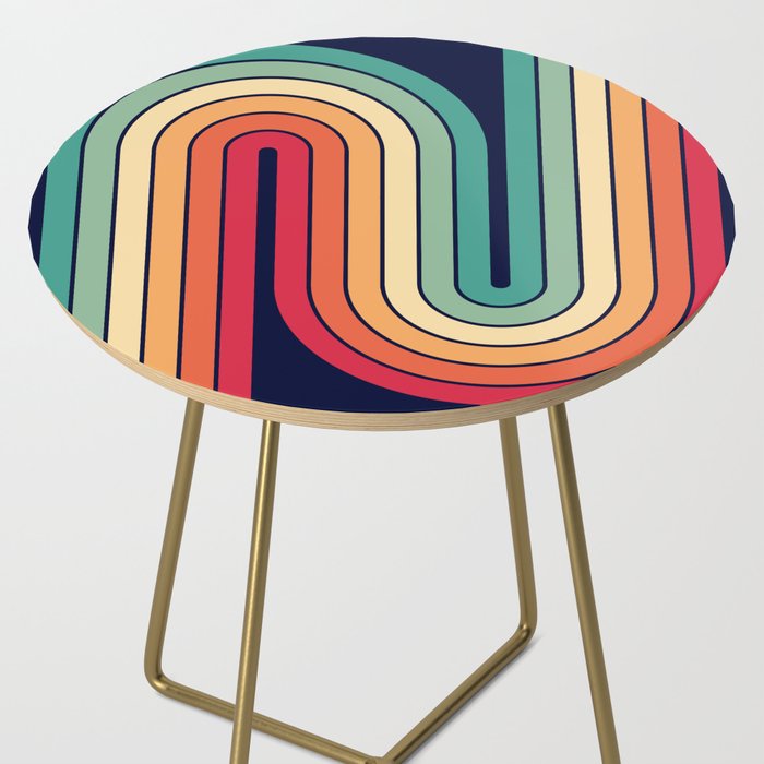 Retro 70s Stripe Colorful Rainbow 514 Side Table Gallery Image 2