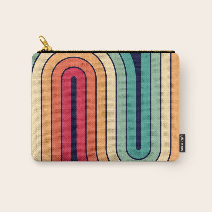 Retro 70s Stripe Colorful Rainbow 514 Carry All Pouch Gallery Image 1