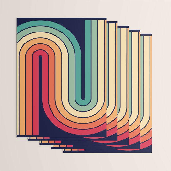 Retro 70s Stripe Colorful Rainbow 514 Wrapping Paper Gallery Image 3