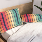 Retro 70s Stripe Colorful Rainbow 514 Pillow Sham Gallery Image 2