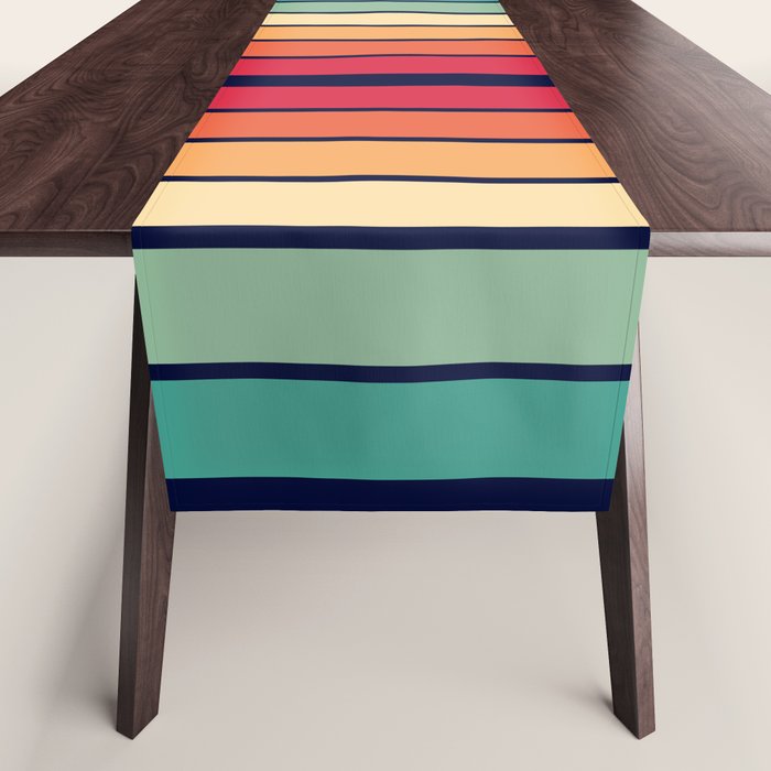 Retro 70s Stripe Colorful Rainbow 514 Table Runner Gallery Image 1