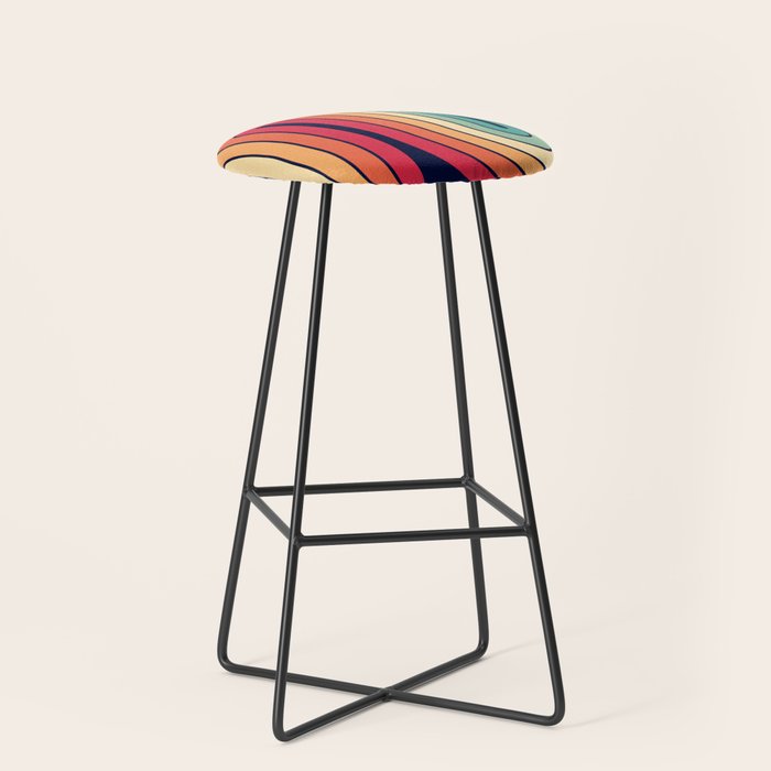 Retro 70s Stripe Colorful Rainbow 514 Stool Gallery Image 1