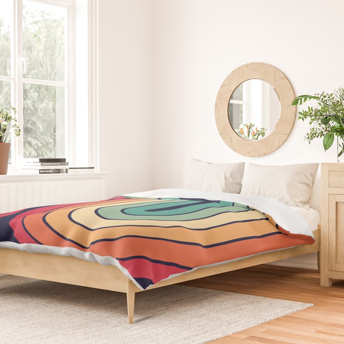 Retro 70s Stripe Colorful Rainbow 514 Duvet Cover Gallery Image 2