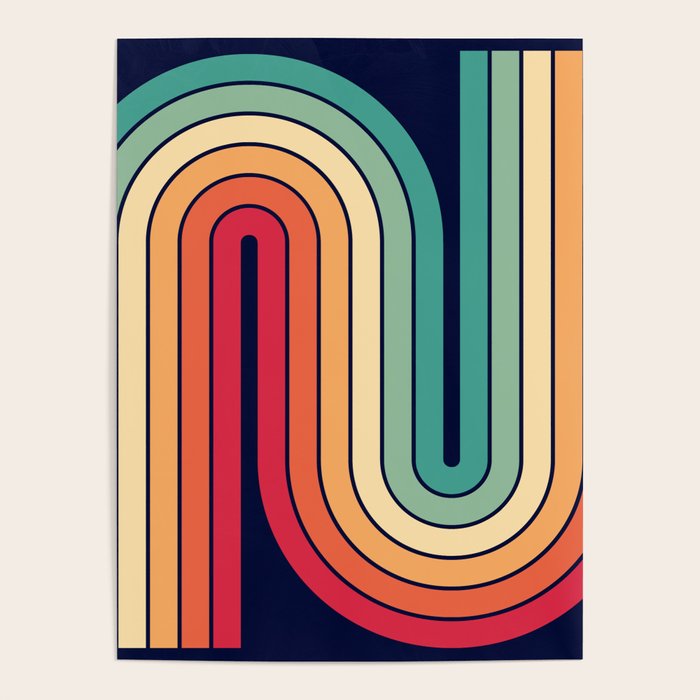 Retro 70s Stripe Colorful Rainbow 514 Poster Gallery Image 1