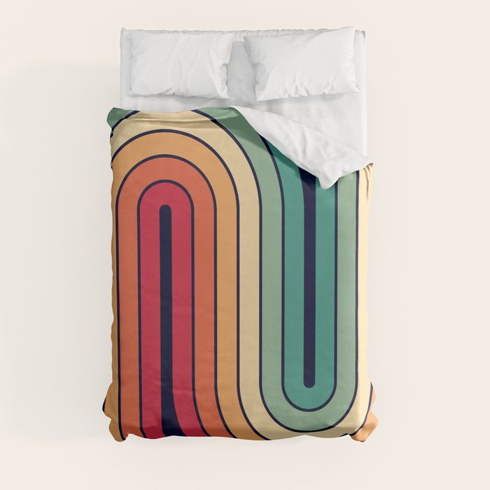 Retro 70s Stripe Colorful Rainbow 514 Duvet Cover Gallery Image 3