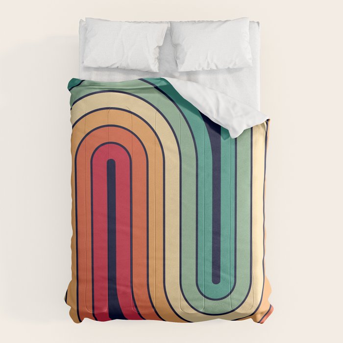 Retro 70s Stripe Colorful Rainbow 514 Comforter Gallery Image 6