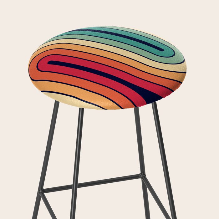 Retro 70s Stripe Colorful Rainbow 514 Stool Gallery Image 2