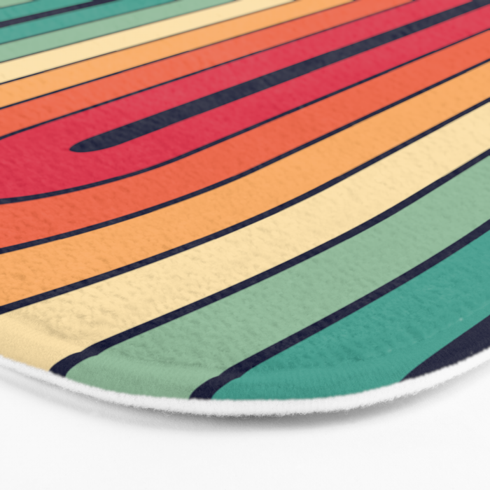 Retro 70s Stripe Colorful Rainbow 514 Bath Mat Gallery Image 3