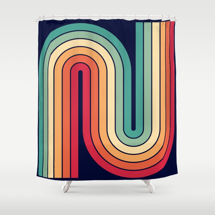 Retro 70s Stripe Colorful Rainbow 514 Shower Curtain Gallery Image 1