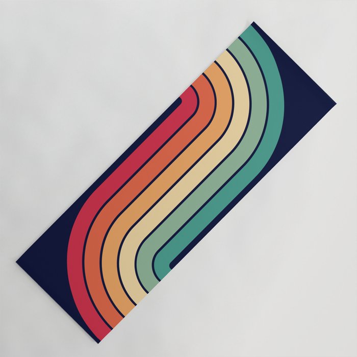 Retro 70s Stripe Colorful Rainbow 514 Yoga Mat Gallery Image 1