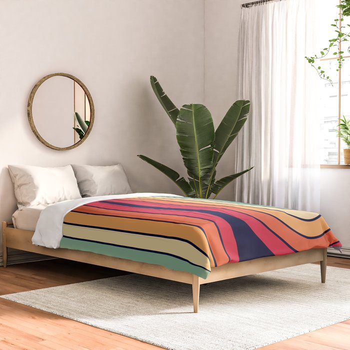 Retro 70s Stripe Colorful Rainbow 514 Comforter Gallery Image 2