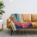 Retro 70s Stripe Colorful Rainbow 514 Throw Blanket Gallery Image 1
