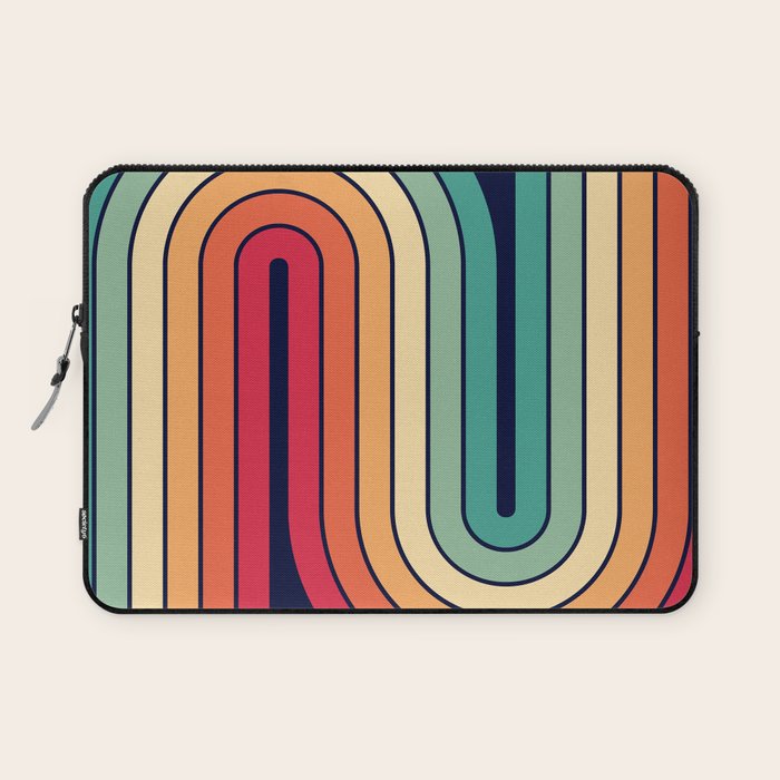 Retro 70s Stripe Colorful Rainbow 514 Laptop Sleeve Gallery Image 1