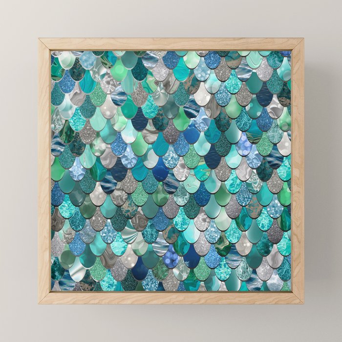 Mermaid Art, Sea,Teal, Mint, Aqua, Blue Mini Art Print Gallery Image 1