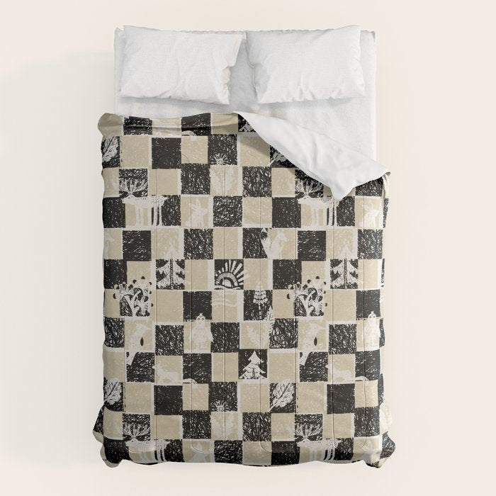Black Forest check black and white Comforter Gallery Image 1