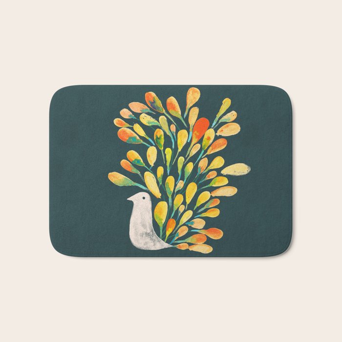 Watercolor Peacock Bath Mat Gallery Image 1